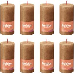 Bolsius 8x Rustic Pillar Spice Brown Home Holiday Candle