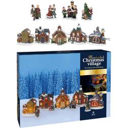 Ambiance 9 Piece Christmas Village Figures Set with Light Decoration