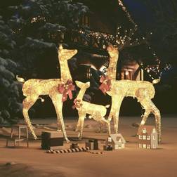 vidaXL rensdyrfamilie 201 LED'er juledekoration guldfarvet Christmas Tree
