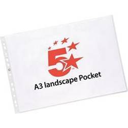 5 Star Office Punched Pocket Embossed Polypropylene Top-opening Landscape 90