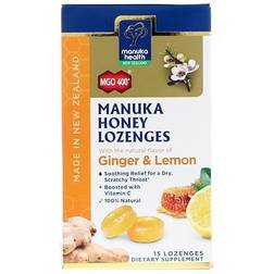 Manuka Health Honey Lozenges, MGO 400 Ginger & Lemon, 15 Lozenges