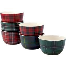 Certified International Christmas Plaid Dessert Bowl 14cm 6pcs 0.709L