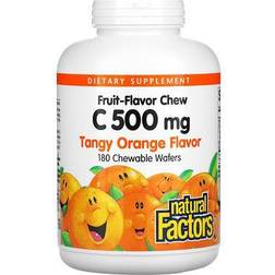 Natural Factors Fruit-Flavor Chew Vitamin C Tangy Orange 500 mg 180 Chewable Wafers