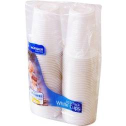 Kingfisher Plastic White Cups (Pack 100)