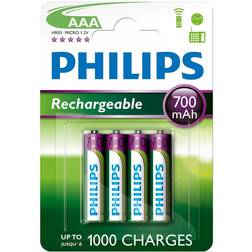 Philips AAA 700mAh Rechargeable Batteries (x 4 Single Batteries)