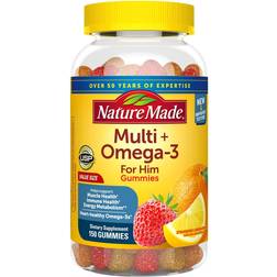 Nature Made Adult Gummies Multi for Him plus Omega-3s Lemon Orange & Strawberry 150 Gummies