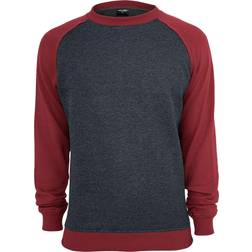 Urban Classics 2-Tone Raglan Crewneck - Charcoal/Ruby