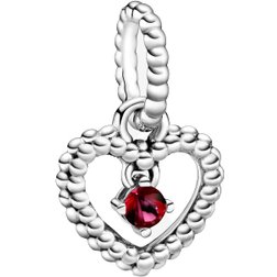 Pandora July Birthstone Heart Dangle Charm - Silver/Red
