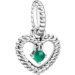 Pandora May Birthstone Heart Dangle Charm - Silver/Green