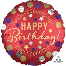 Amscan Red Satin Dots Birthday Balloon