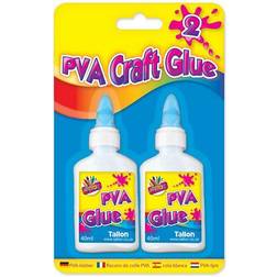 2 x 40ml Pva Glue Bottle Children's Craft Art School Home Office Paper Wood Fabric