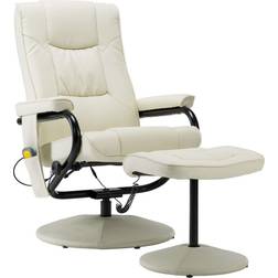 vidaXL Massage Chair with Foot Stool Cream Faux Leather