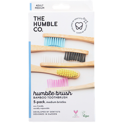 The Humble Co. Bambutandborstar Medium Blandade färger 5-pack