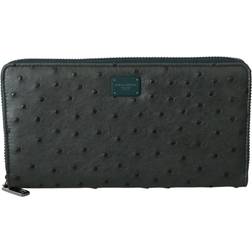 Dolce & Gabbana Green Ostrich Leather Continental Mens Clutch Wallet