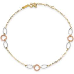 Macy's Circle and Oval Anklet - Silver/Gold/Rose Gold