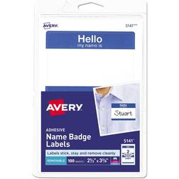 Avery AVE5141 Name Badge Labels,Hello,2-1.332 in. in.,100-PK,Blue