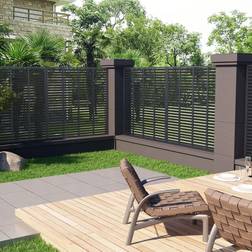 vidaXL grey Louver Fence WPC 180x180 Garden Horizontal Screen Fence