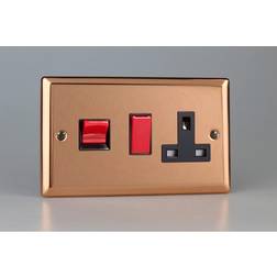 Varilight XY45PB.CU Urban Polished Copper 45A DP Cooker Switch 13A Switched Socket