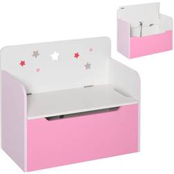 Homcom 58x28cm Fun Kids Storage Chest Box Bench Safety Hinge