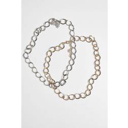 Urban Classics Stort klassiskt halsband 2-pack guld/silver en