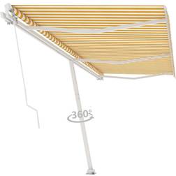 vidaXL Freestanding Manual Retractable Awning 600x350 Yellow/White