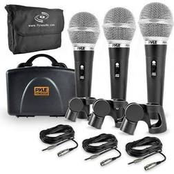 Pyle Dynamic Professional Dynamic 3 Handheld Microphones Kit, Black