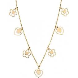 Elements 9ct Heart and Flower Charm Necklace GN363