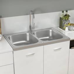 vidaXL Kitchen Sink with Double