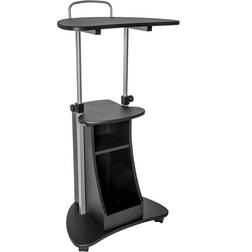 Techni Mobili Sit-to-Stand Rolling Adjustable Height Laptop Cart with Storage Graphite