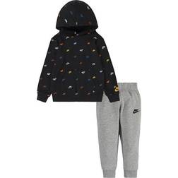 Nike Infant Boys AOP Club Seasonal Overhead Hoody and Jogger Set Black, Black