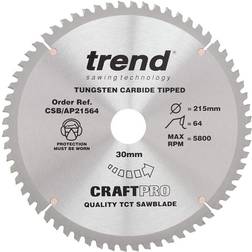 Aucune Trend CSB/AP21564 CraftPro Saw Blade aluminium & plastic 215mmx64 thx30mm