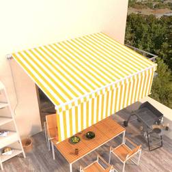 Be Basic Manual Retractable Awning with Blind 4x3m Yellow&White vidaXL