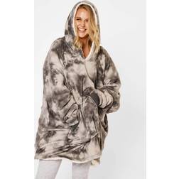 Charcoal Tie Dye Hooded Blanket Blankets Black, Grey