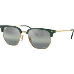 Ray-Ban New Clubmaster Gold Frame Silver Lenses Polarized