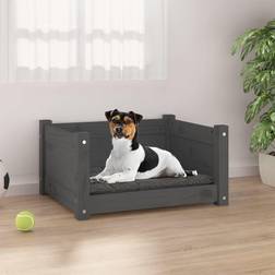 vidaXL Dog Bed Grey Solid Pine Wood