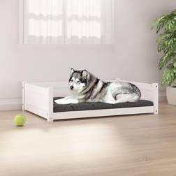 vidaXL Dog Bed White 105.5x75.5x28 Solid Pine Wood