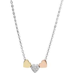 Fossil Sutton Heart Tri-Tone Necklace - Silver/Gold