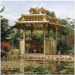 Rowlinson Oriental 6-sided Pagoda 3320 3290mm Natural Timber Finish (Building Area )
