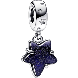 Pandora Celestial Galaxy Star Murano Dangle Charm - Silver/Blue/Transparent