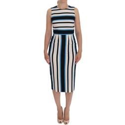 Dolce & Gabbana Striped Silk Stretch Sheath Dress