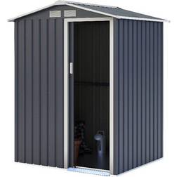 Charles Bentley 4.9ft 4.3ft Metal Storage Shed Navy Apex Steel Structure Durable (Building Area )