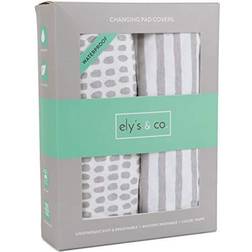 Ely's & Co. Waterproof Changing Pad Cover Set I Taupe Stripes