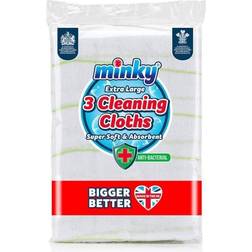 Minky Extra Large 3 Cleaning Cloths Anti-Bacterial