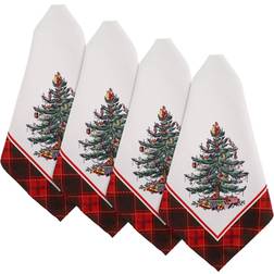 Spode Christmas Tree Tartan Napkins Cloth Napkin White, Multicolour (50.8x50.8cm)