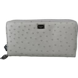 Dolce & Gabbana White Ostrich Leather Continental Mens Clutch Wallet - Multicolour