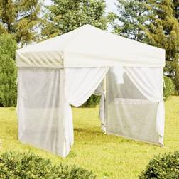 vidaXL Folding Party Tent with Sidewalls Cream 2x2