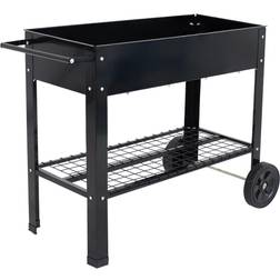 Sunnydaze Decor Galvanized Steel Mobile Raised Garden Bed Cart