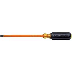 Klein Tools 1/4 in. Insulated Cabinet-Tip Flat Head Screwdriver with 7 Round Shank- Cushion Grip Slotted Screwdriver