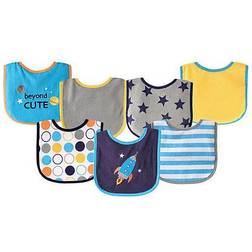 Luvable Friends BabyVision 7-Pack Applique Bib Set Blue 7 Pack