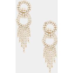 Ettika Gatsby Fringe Drop Statement Earrings in 18K Plate Ivory/Gold